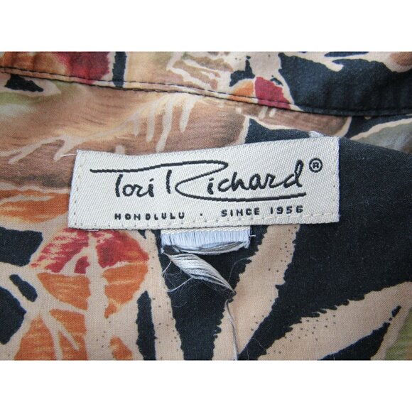 Tori Richard Mens Hawaiian Shirt XL Black Aloha Palm Tree Print - Picture 4 of 5